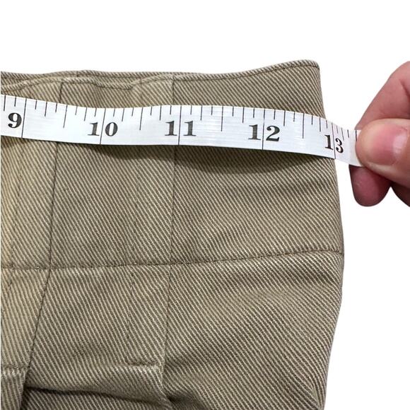 Reiss Pleated Straight Leg Tapered Trousers Mid-Rise Ankle Zip Khaki Green, 0 - Picture 4 of 9